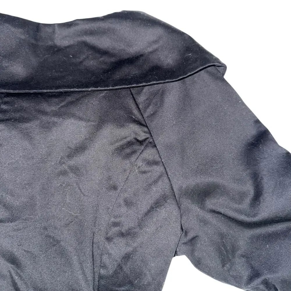 Vintage Black Portrait Collar Cropped Short Sleeve Jacket Blazer Zebra Lined SZ6 - Picture 10 of 13